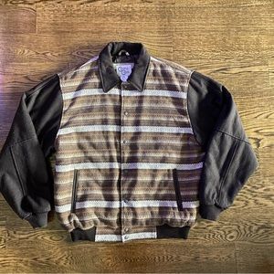 Cripple Creek Men's Horizontal Pattern Snap Front Bomber Jacket Brown XXL *$118*